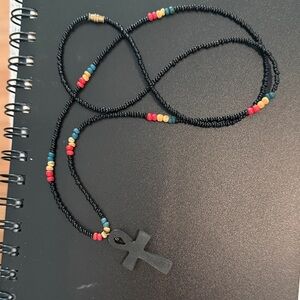 Multicolor Beaded Ankh Necklace